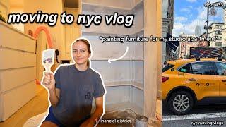 moving to nyc vlog 33. painting furniture for my studio apartment, DIY bookshelf, chatty vlog