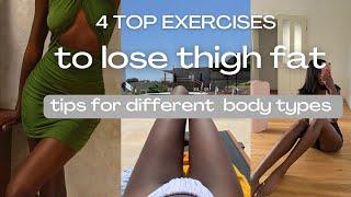 TOP 4 EXERCISES TO LOSE THIGH FAT - workouts for toned legs, NOT bulky (tips from a model)
