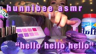 hunnibee asmr repeating "hello hello hello" intro compilation