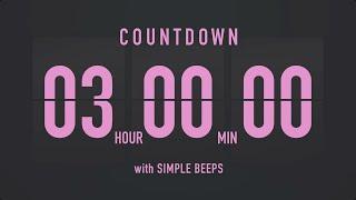 3 Hours Countdown Flip Clock Timer / Simple Beeps 