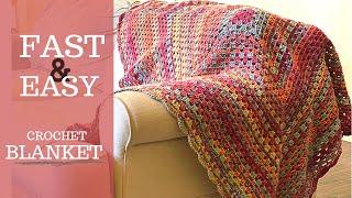 LEFT HANDED FAST and EASY Crochet Blanket: Beginner Friendly Sunset Boho Granny Square Throw Blanket