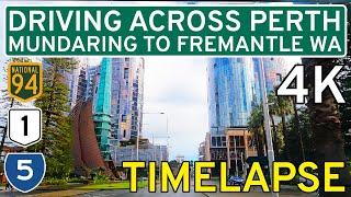 Timelapse Drive across Perth  [4K] - Mundaring to Fremantle, Western Australia