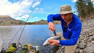 SOLO Mountain Trout Fishing WITH MY KAYAK!!! (Catch & Cook)