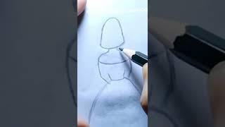 How to draw faction girl from back side || dress design/ gawn design || easy drawing tutorial