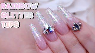 EASY RAINBOW GLITTER NAILS  - USING RAINBOW CRUSH GLITTERBELS