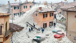 Europe is in chaos! Flood and giant 6-inch hail in France and Italy, destroyed homes and vehicles