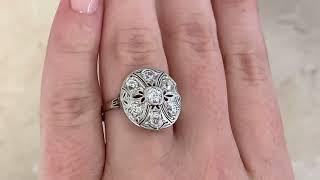 Antique Art Deco Diamond on Platinum Engagement Medora Ring. Circa 1920 - hand video -