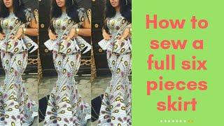 How to draft  Six pieces Skirt: Easy method #mermaid skirt| #fullskirtpattern #train#sewing