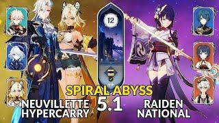 New 5.1 Spiral Abyss│Xilonen Neuvillette & Raiden National | Genshin Impact Floor 12