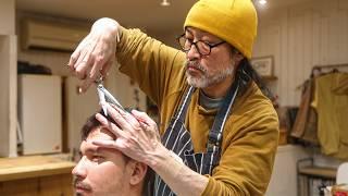 (ASMR) Japanese Veteran Barber "Haircraft Goro 1998" Gives Scissor Haircut & Straight Razor Shave