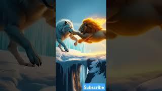 Ice Wolf vs Golden Lion – Battle on a Floating Glacier #EpicBattle #YouTubeShorts #ViralShorts