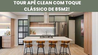 TOUR APARTAMENTO CLEAN COM TOQUE CLÁSSICO VERDE E AMADEIRADO DE 85m2!