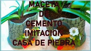 MACETA DE CEMENTO ( imitación casa de piedra )JLBRO.ARTS