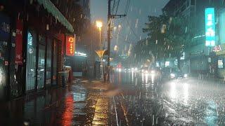 Heavy Rain Walk Hypnotizes Your Night. Relaxing Sound for Sleep Study Meditation. White Noise ASMR.