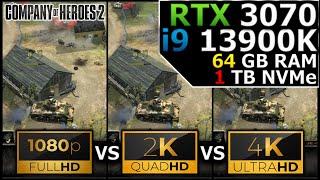 Company of Heroes 2 | 1080p vs 1440p vs 2160p | RTX 3070 | i9 13900K | 64GB RAM | 1TB NVMe