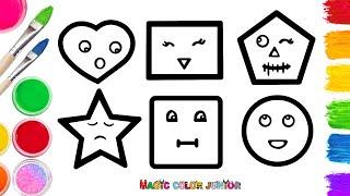 Drawing, Painting and Coloring Fun Simple Shapes | Easy Step By Step