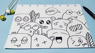 Auto bisa gambar | Cute simple doodle art | Speed Doodling | Cara menggambar doodle art lucu simple