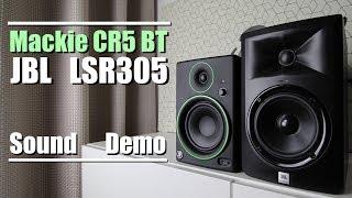 Mackie CR5 BT vs JBL LSR305  ||  Sound Demo w/ Bass Test
