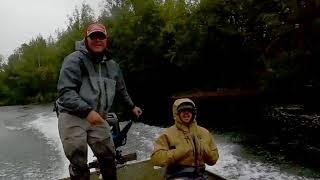 Jetboat ride down a skinny Tributary of the Ozernaya, Kamchatka Russia