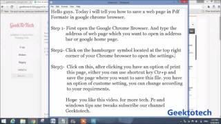 How to save a web page in Pdf format without Using any software(Offline)