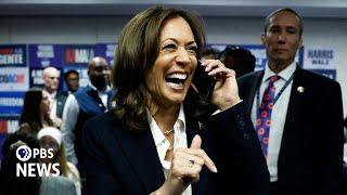 WATCH: Harris meets supporters, makes calls at DNC phone bank on Election Day