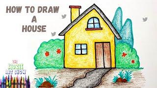 How to draw a House step by step easy for beginners. Easy House. Color shading.