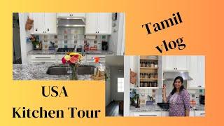 Kitchen Tour || USA || Tamil Vlog #kitchen #kitchentour #tamil #tamilusa