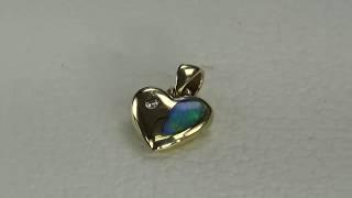 Gold Heart with Opal and Diamond