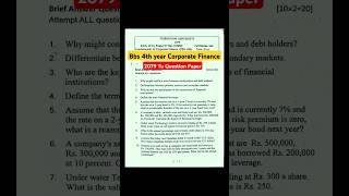 bbs 4th year corporate finance//2079 tu question paper// #bbs4thyear #2079question #ocwb #bibekoli