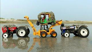 Muddy Tractor And Auto Rickshaw Help Jcb And Water Jump Muddy Cleaning | Tractor Video | Mud Toys