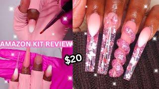 TRYING A $20 POLYGEL KIT FROM AMAZON! | 3D NAILS | GLITTER OMBRE POLYGEL NAILS