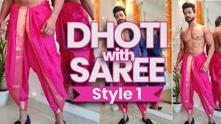 How to wear Dhoti with Saree: Style 1