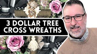 3 Dollar Tree Cross Wreaths - Wreath DIYs - #cross @DavesWreaths