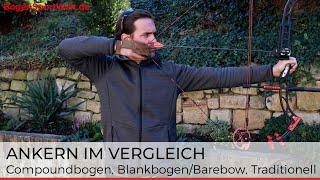 Ankern im Vergleich - die unterschiedlichen Ankerpunkte bei Compound, Barebow & traditionellen Bögen