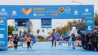 Ethiopian Yomif Kejelcha Breaks World Record in Valencia Half Marathon 2024.