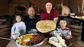 Breakfast of Dagestan. Mountain folk food