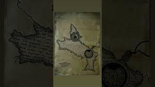 geographical area, filled with handwritten text and two prominent  a compass and a pocket watch.