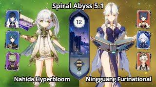 C0 Nahida Hyperbloom & C6 Ningguang Furinational - Spiral Abyss 5.1 Floor 12 Genshin Impact