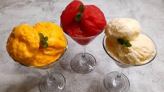 3 Types of Frozen Fruit Desserts | Mango Frozen Yogurt | Pina Colada Sorbet | Watermelon Sorbet