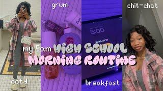 MY 5AM REALISTIC HIGHSCHOOL MORNING ROUTINE +mini vlog| grwm, skincare, chit-chat, ootd, breakfast