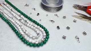 Custom-made Jewelry Malachite White Howlite Necklace | Detailed Instructions