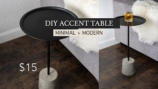 DIY Minimalist Accent Table - how to build a small end table made of concrete and metal