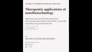 Therapeutic applications of nanobiotechnology | RTCL.TV