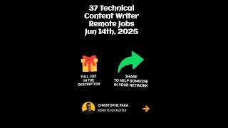 37 Technical Content Writer - Remote Jobs