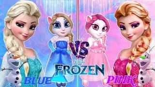 My talking angela 2 || Frozen || Blue vs Pink Elsa ️ || cosplay