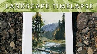 Plein Air Painting IV // Landscape Timelapse // Gouache // Mary Sanche