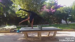 sadek mohamed hard working standhand one arm head balance juggling by head balance 