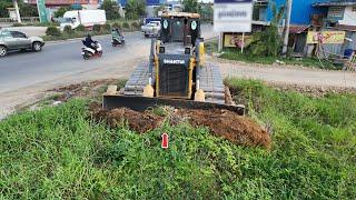 Nicely Land Filling, Operator Skills Bulldozer Push Clear & 25t Dump Trucks Dumping Stone
