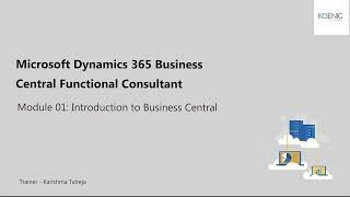 Learn Microsoft Dynamics 365 Business Central Functional Consultant online | Koenig Solutions