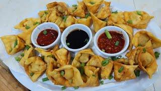 Chicken wontons. Hot and homemade from start to finish. There's an iguana in there too.